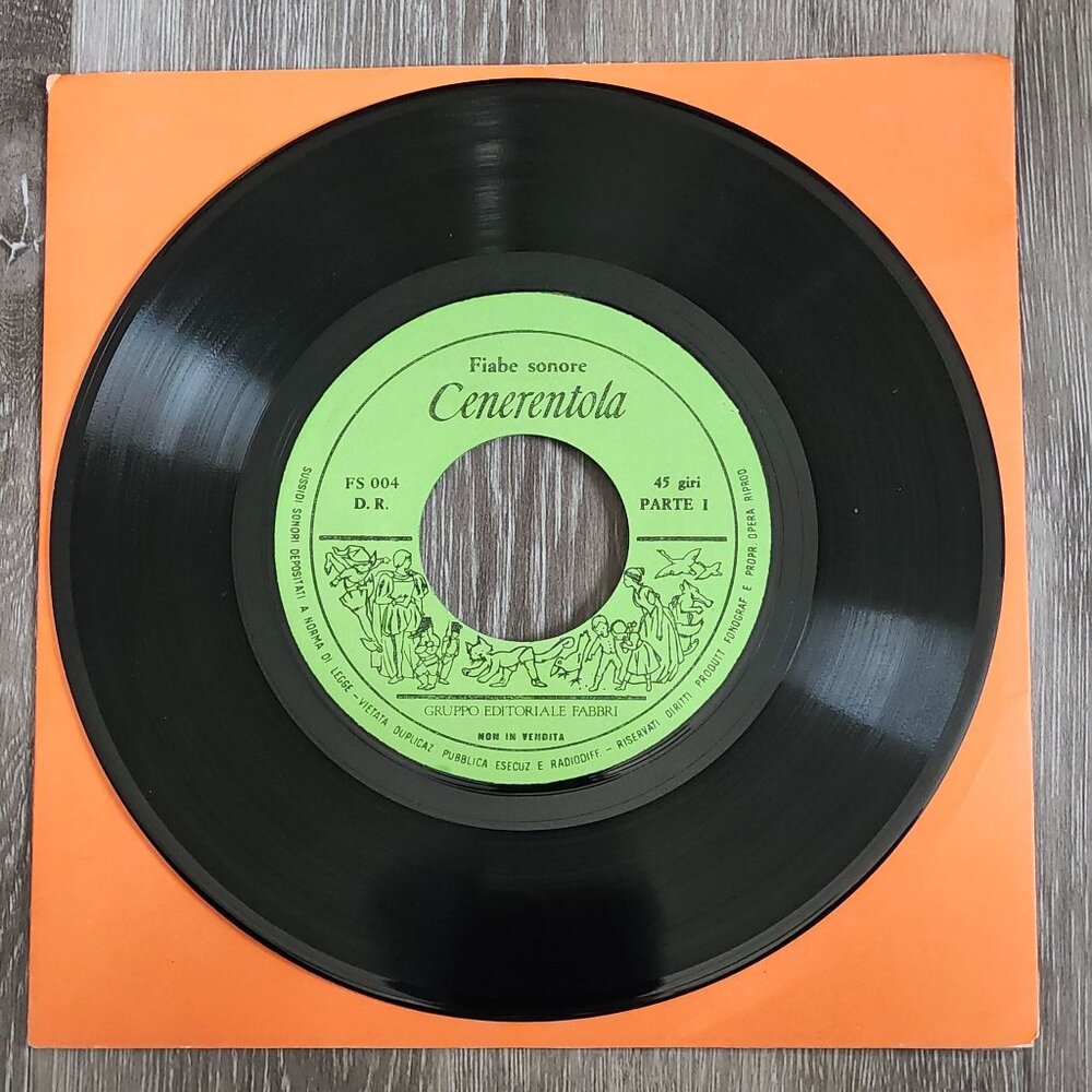 Fiabe Sonore Cenerentola Italian Italy Cinderella Fairy Tales 45 RPM 7In VG